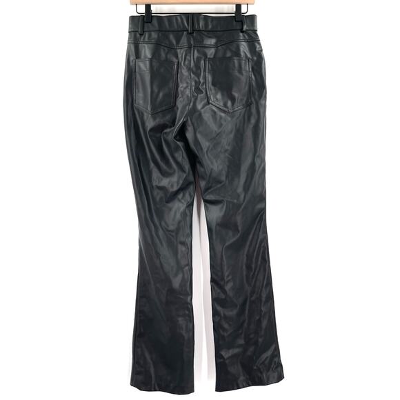 ZARA Faux Leather Pants Size Large Black Zipper Flare Vegan Mob Wife Bootcut NWT - Picture 4 of 14